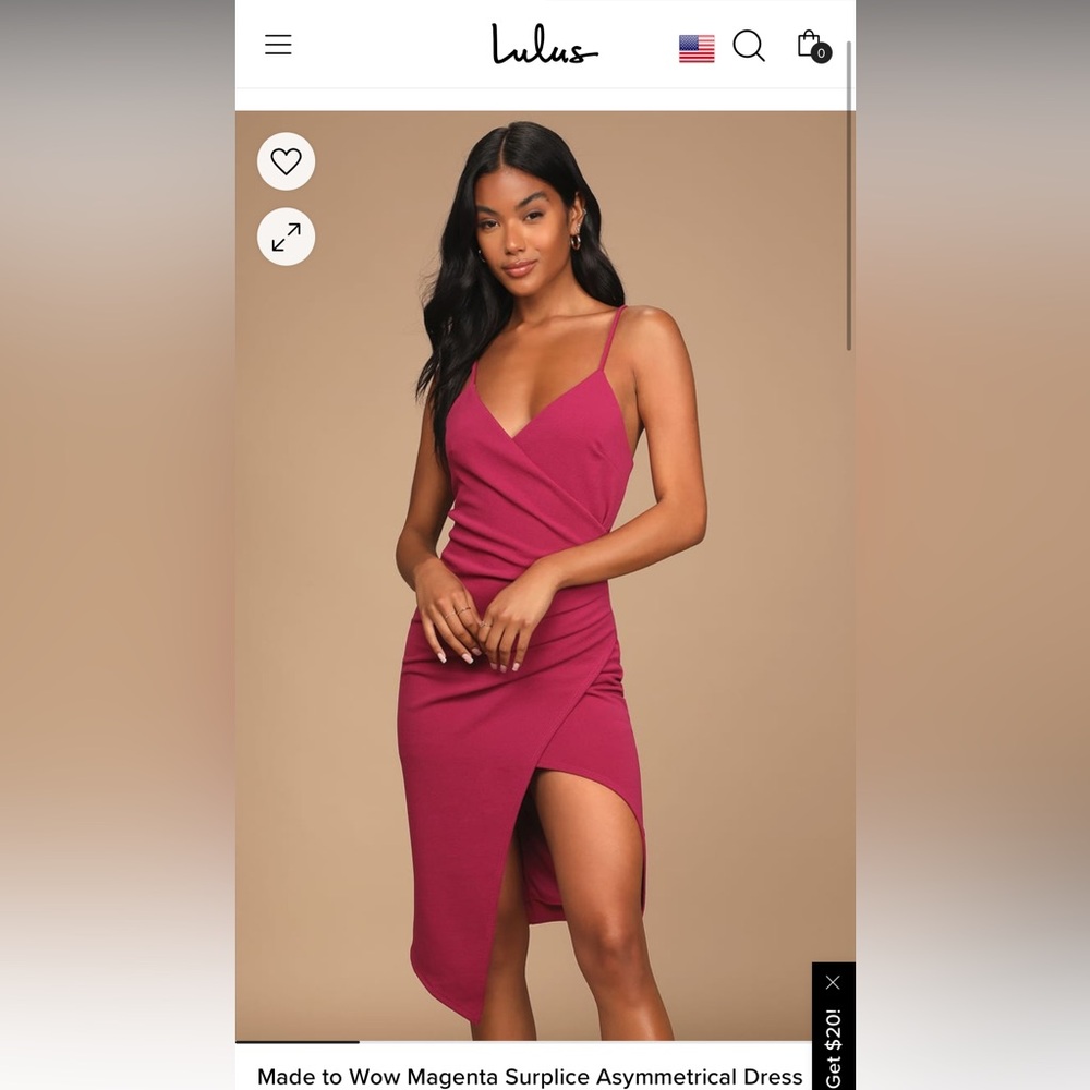 Lulu’s Made to Wow Magenta Surplice Asymmetrical Dress